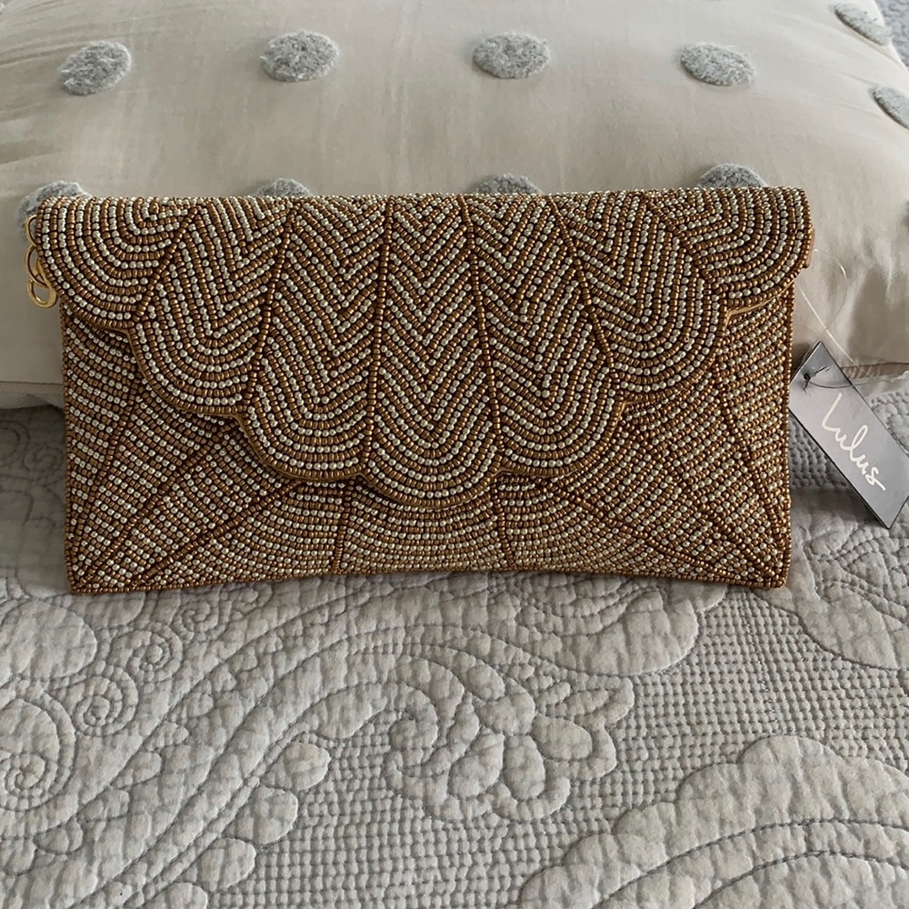 GOLD BEADED CLUTCH